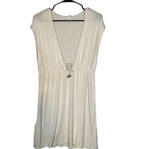 Merona Women’s Cream V-Neck Tie Waist Beach Cover-Up Size Medium